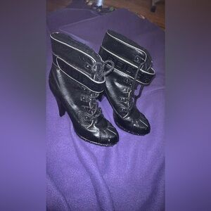 Rockwear Black Heeled Boots with Buckle Detail